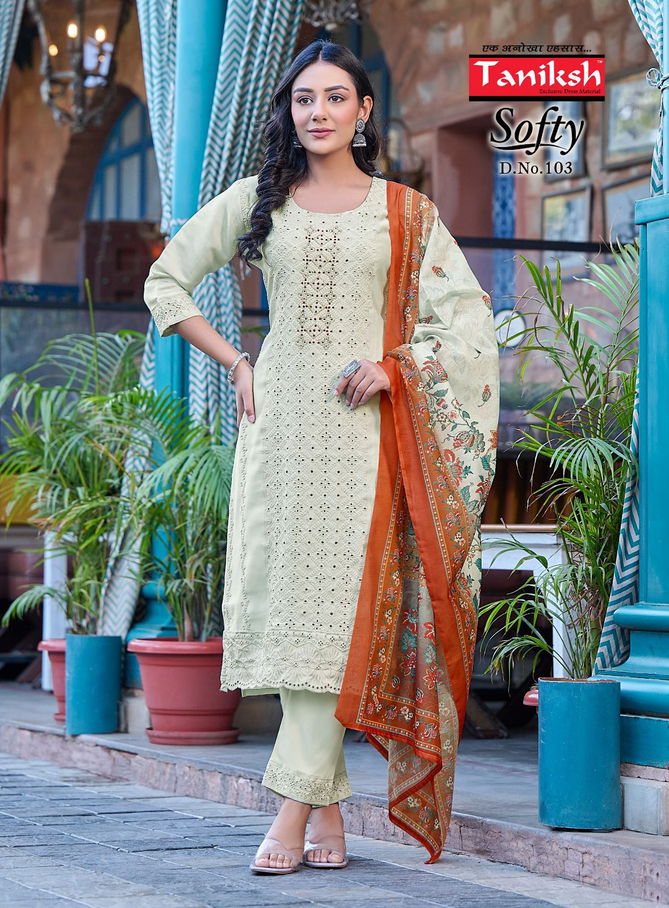 Softy Vol 1 By Taniksh Muslin Designer Kurti With Bottom Dupatta Wholesale Market In Surat
